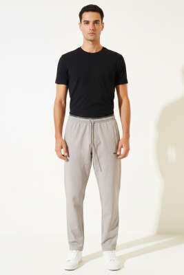 Dar Paça Micro Erkek Eşofman Altı Gri - Erkek Eşofman Alt