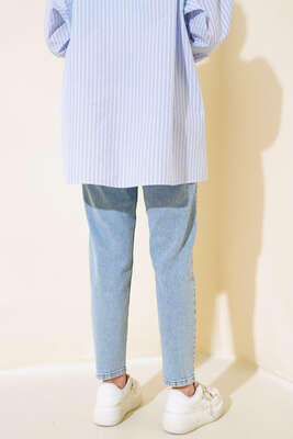 Dar Paça Mom Jean Kot Pantolon Açık Mavi - 300-500 TL Ürünler