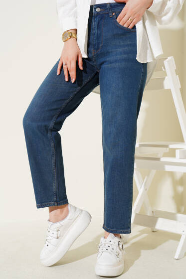 Dar Paça Mom Jeans Pantolon Kahve Tint - Pantolon