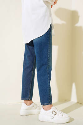 Dar Paça Pantolon Mavi - Kumaş Pantolon