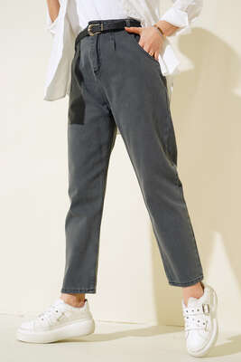 Dar Paça Pensli Kot Pantolon Füme 