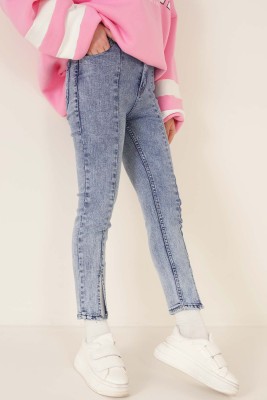 Dar Paça Yırtmaçlı Orta Kot Pantolon - Pantolon