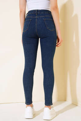 Dar Paça Yüksek Bel Kot Pantolon Mavi - Kadın Giyim Modelleri