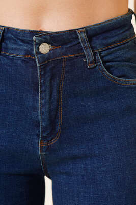 Dar Paça Yüksek Bel Kot Pantolon Mavi - Kadın Giyim Modelleri