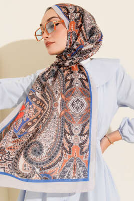 Dark Retro Desen Soft Şal Gri 
