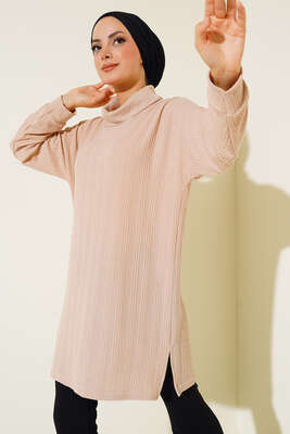 Degaje Yaka Tunik Bej - NEVA MODA
