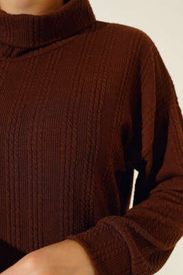 Degaje Yaka Tunik Kahve - Tunik