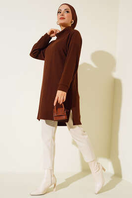 Degaje Yaka Tunik Kahve 