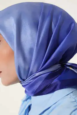 Degrade Twill Eşarp Saks - Başörtüsü
