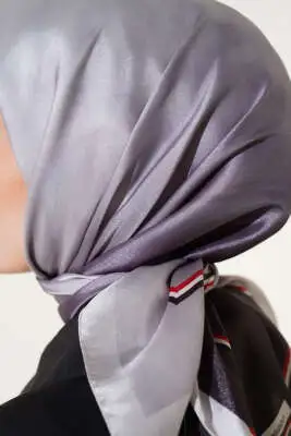 Degrade Twill Eşarp Siyah Gri - Başörtüsü