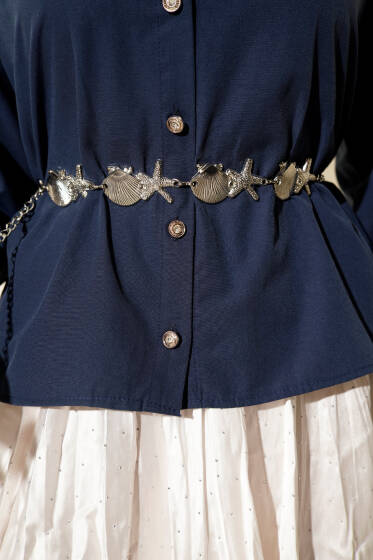 Deniz Kabuğu Zincir Kemer Gümüş - Zincirli Kemer