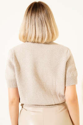 Deniz Yıldız Düğmeli Triko Hırka Bej - Yılın Fırsatı