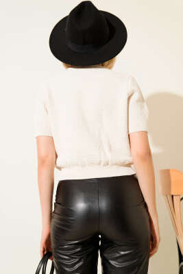 Deniz Yıldız Düğmeli Triko Hırka Taş - Yılın Fırsatı