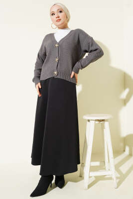 Deniz Yıldızı Düğmeli Triko Hırka Füme - Hırka