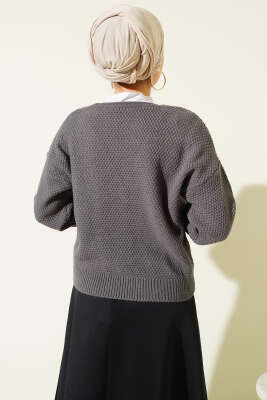 Deniz Yıldızı Düğmeli Triko Hırka Füme - Hırka