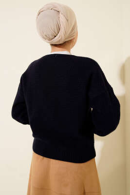 Deniz Yıldızı Düğmeli Triko Hırka Lacivert - Yılın Fırsatı