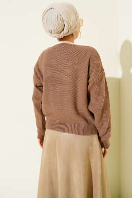 Deniz Yıldızı Düğmeli Triko Hırka Vizon - Yılın Fırsatı