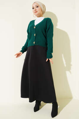 Deniz Yıldızı Düğmeli Triko Hırka Zümrüt - Hırka