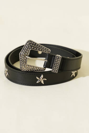 Deniz Yıldızı Tokalı Kemer Siyah - Deri Kemer