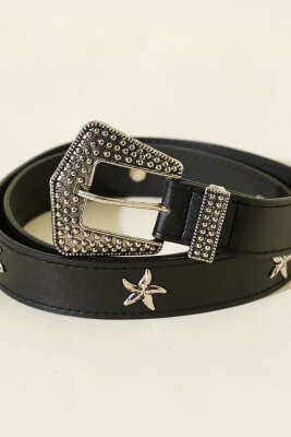 Deniz Yıldızı Tokalı Kemer Siyah - Deri Kemer