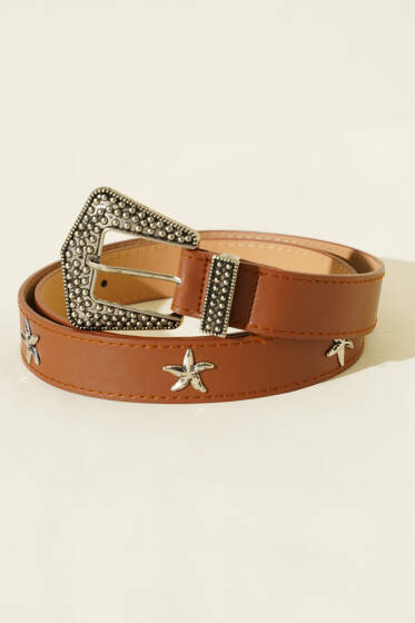 Deniz Yıldızı Tokalı Kemer Taba - Deri Kemer