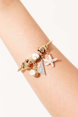 Deniz Yıldızı ve İstiridye Charm Detaylı Bileklik Ekru - DEMİR BİJUTERİ