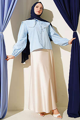 Denizci Yaka Bağlamalı Kısa Gömlek Bebe Mavi - Gömlek