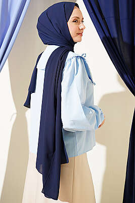 Denizci Yaka Bağlamalı Kısa Gömlek Bebe Mavi - Gömlek