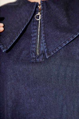 Denizci Yaka Fermuarlı Kot İkili Takım Lacivert - İkili Takım