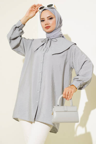 Denizci Yaka Gömlek Gri - Gömlek