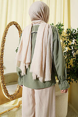 Denizci Yaka Nakışlı Gömlek Çağla Yeşili - Gömlek