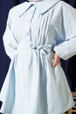 Denizci Yaka Nervür Detaylı Tunik Bebe Mavi - Tunik