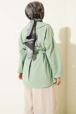 Denizci Yaka Nervür Detaylı Tunik Çağla Yeşili - Tunik