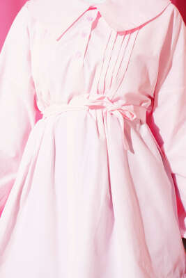 Denizci Yaka Nervür Detaylı Tunik Pembe - Tunik