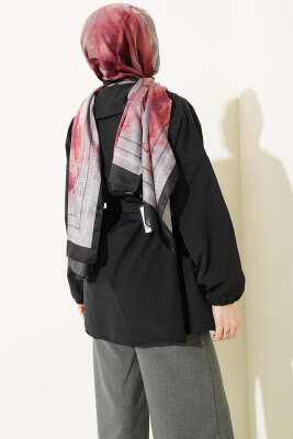 Denizci Yaka Nervür Detaylı Tunik Siyah - Tunik