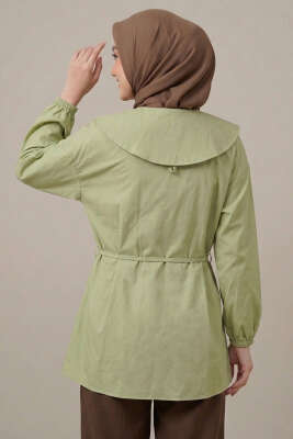 Denizci Yaka Nervürlü Tunik Çağla Yeşili - Tunik