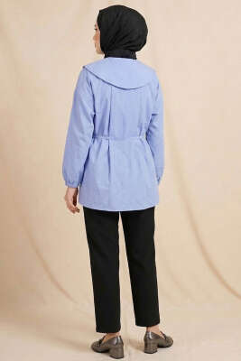 Denizci Yaka Nervürlü Tunik Mavi - Tunik