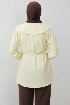 Denizci Yaka Nervürlü Tunik Sarı - Tunik