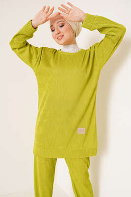 Deri Armalı İkili Takım Yağ Yeşili - İKİLİ TAKIM