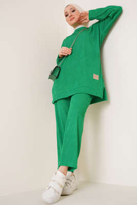 Deri Armalı İkili Takım Yeşil - NEVA MODA