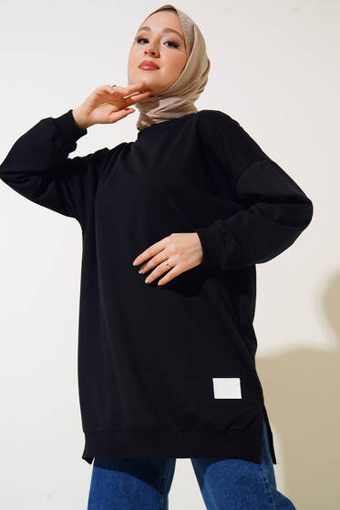 Deri Armalı Uzun Tunik Siyah - Tunik