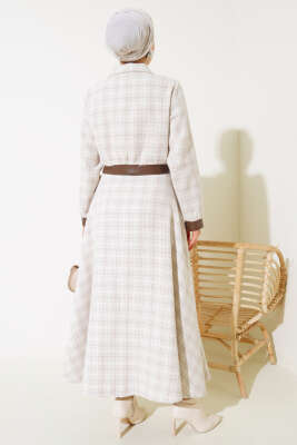 Deri Detaylı Kısa Ceket İkili Takım Camel - İkili Takım