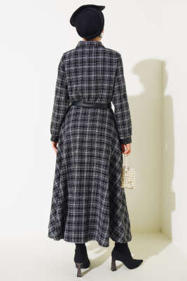 Deri Detaylı Kısa Ceket İkili Takım Siyah - İkili Takım