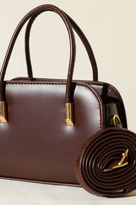 Deri El ve Omuz Çantası Acı Kahve - Kol Çantası