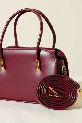 Deri El ve Omuz Çantası Bordo - Kol Çantası