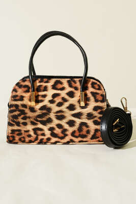 Deri El ve Omuz Çantası Leopar - Kol Çantası