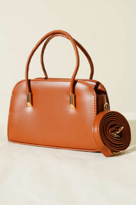 Deri El ve Omuz Çantası Taba 