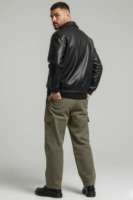 Deri Erkek Mont Siyah - Erkek Mont