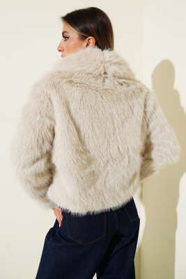 Deri Fiyonk Detaylı Kürk Mont Taş - Kadın Giyim Modelleri