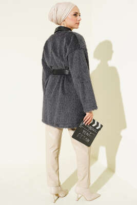 Deri Garnili Sakallı Ceket Füme - Ceket